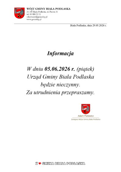 05.06.2026 r. – Urząd nieczynny