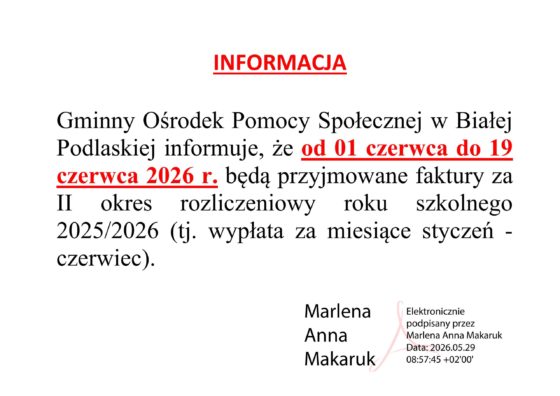 Faktury za II okres rozliczeniowy