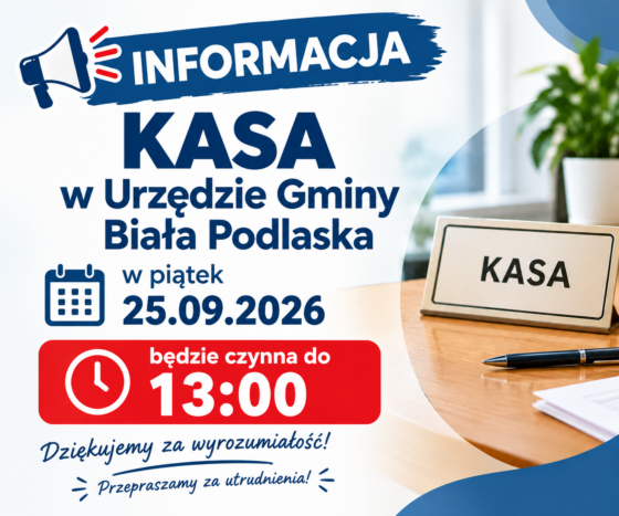 25.09.2026 kasa czynna do godz. 13:00